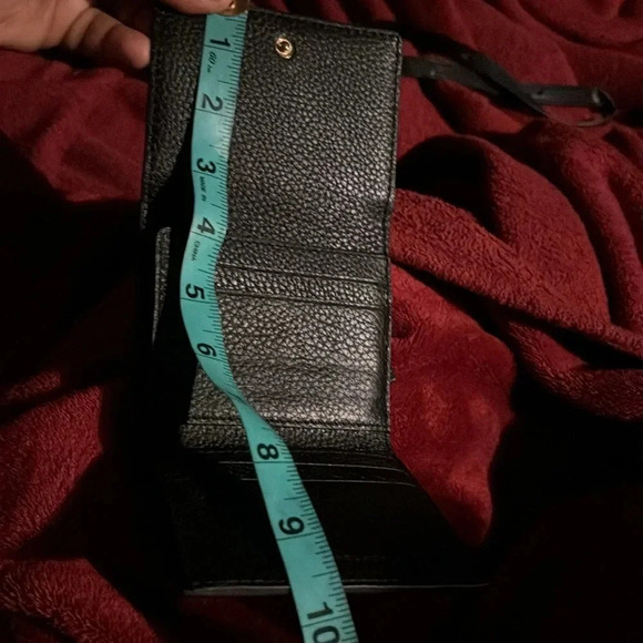 Tory Burch Trifold Compact Wallet in Black Pebbled Leather - Picture 9 of 16